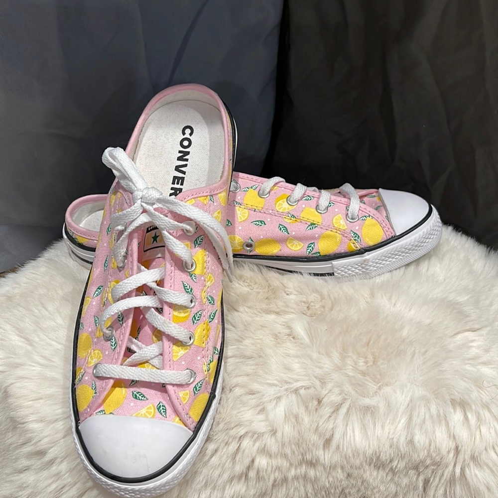 Converse (Chucks) Lemonade Mules Pink with Lemons.  Size 6.5 Women’s